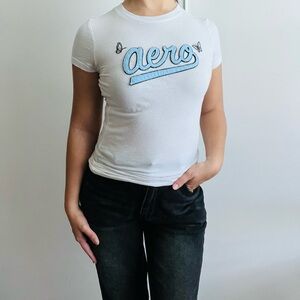 Aeropostale White T-Shirt with butterflies